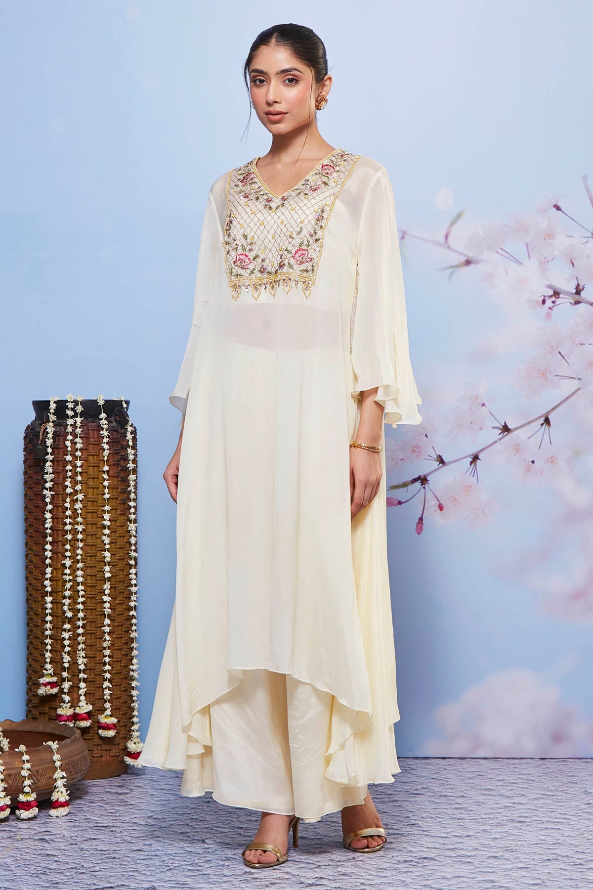 Buy Asymmetrical Ivory Kurta Set Online